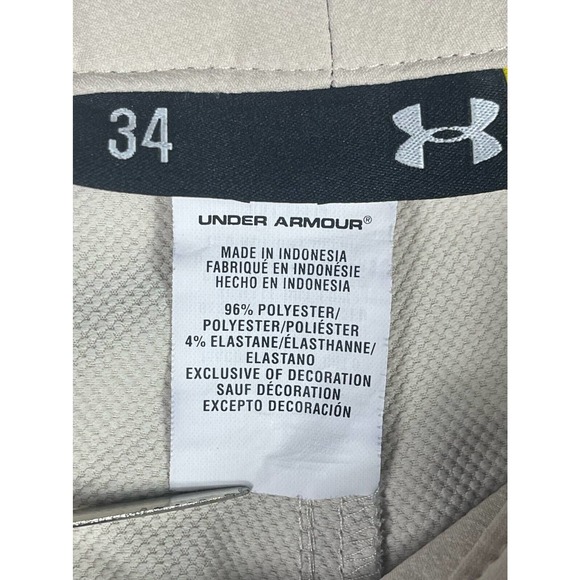 Under Armour Mens Golf Pants Straight Leg Regular Fit Mid Rise Stretch Beige - Picture 3 of 12